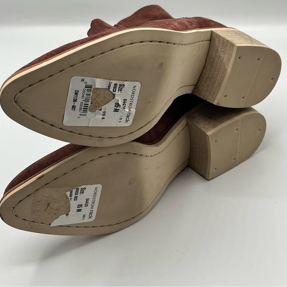 Crevo Clara Sz 8.5 Leather Suede Ankle Booties Brick Red Boots - Picture 11 of 13